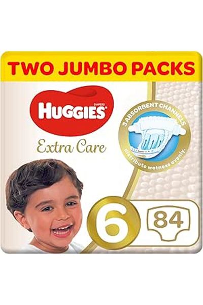 Huggies Extra Care, Size 6, 15+ kg, Twin Jumbo Pack, 84 Diapers