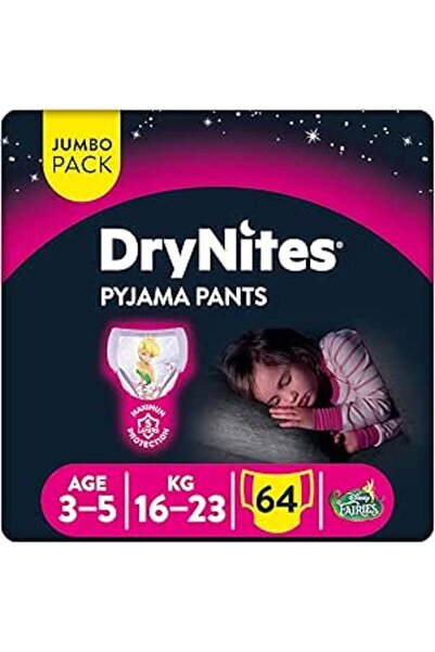 Huggies DryNites Pyjama Pants, 3-5 years,Diaper, Girl, 16-23 kg, 4 x Jumbo Pa...