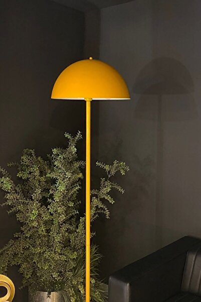 Bamyum Sarı Lambader Modern Dekoratif Metal Salon Hol Çalışma Odası Zemin Lambası 170 Cm Kablo