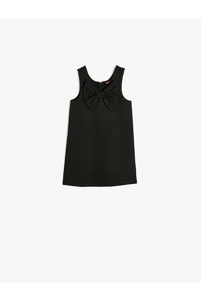 Koton Round Neck Bow Detail Viscose Gilet Dress