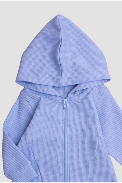 Chicsy Baby Waffle Image Sweet Zipper Closure Pocket Hooded Cotton Baby Romper