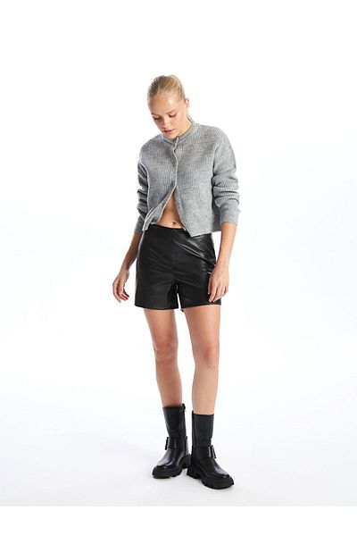 LC Waikiki Γυναικείο σορτς Standard Fit Leather Look