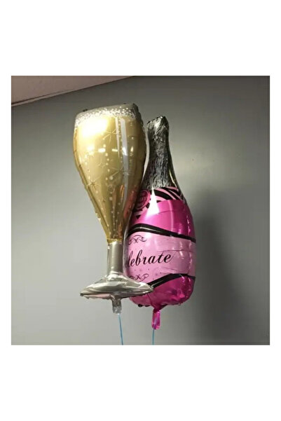 ALYA Şampanya Şişe Ve Şampanya Kadeh Bardağı Folyo Balon 2'li Set