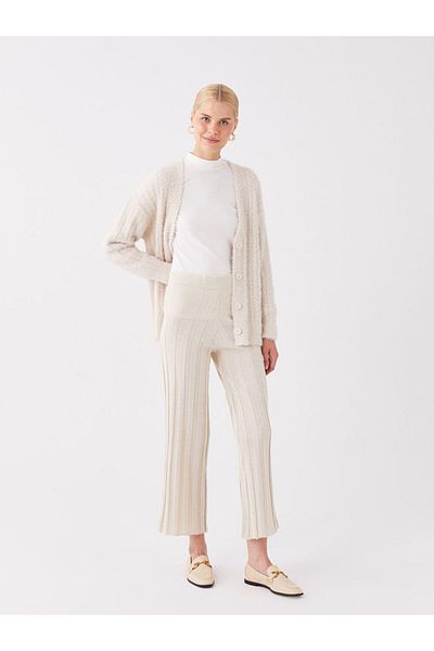 LC Waikiki LCW Modest Elastic Waist Wide Leg Women's Knitwear Trousers