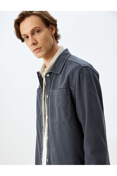 Koton Buttoned Cotton Long Sleeve Shirt with Pocket Detail