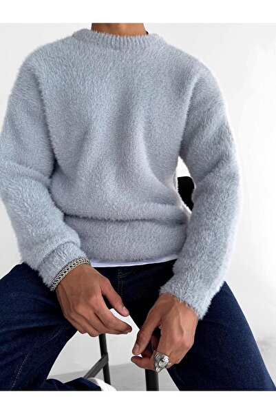 ablukaonline Unisex Oversize Textured Sweater Gray