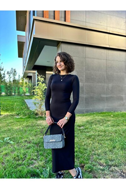 Butik Μαύρο φόρεμα με μακρύ μανίκι με απαλή αφή