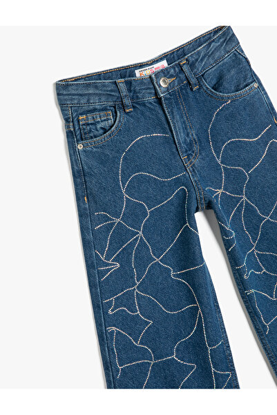 Koton Pamut farmer nadrág kővel és széles szárú zsebekkel - széles szárú Jean