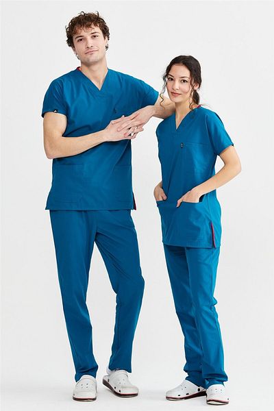 Çatı Medikal Ultralycra Basic - Set de scrub-uri pentru medic și asistentă din Lycra, uniformă chirurgicală (UNISEX), Petro
