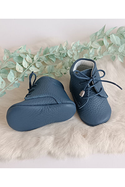 Hodore Blue Genuine Leather Baby Denim Boots