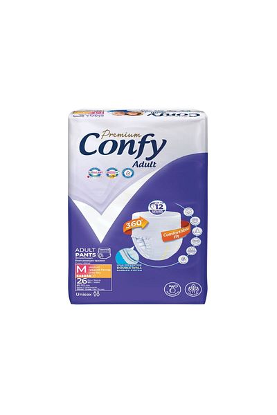 Confy Adult Premium Adult Panty Diapers Medium Medium Size 26 Pieces