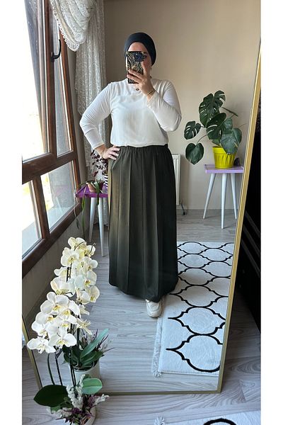 TDYtrendy Giyim Φούστα Anne Beli με Ελαστική Μέση, Χειμερινή, Ατσάλινη, με Λίθο, Μεγάλο Μέγεθος