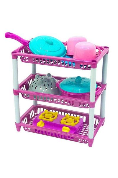 BESTTOYS طقم أطباق وردي ثلاثي الطبقات - 66135