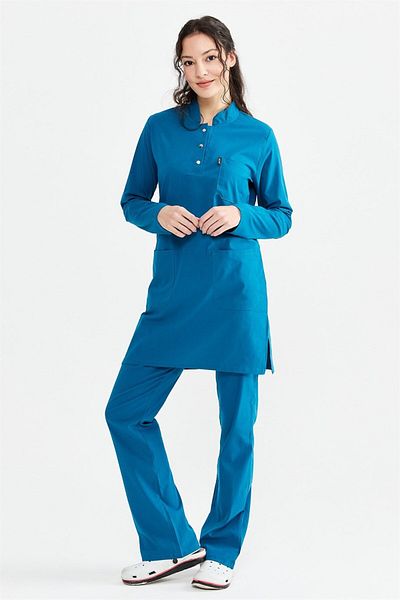 Çatı Medikal Benzină Albastru Ultralycra Modest - Set de tricou Hijab Doctor Nurse Lycra