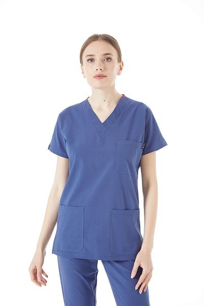 Çatı Medikal Ultralycra Spaniard - Scrubs pentru femei din Lycra, Tricou chirurgical unic, Storm Blue