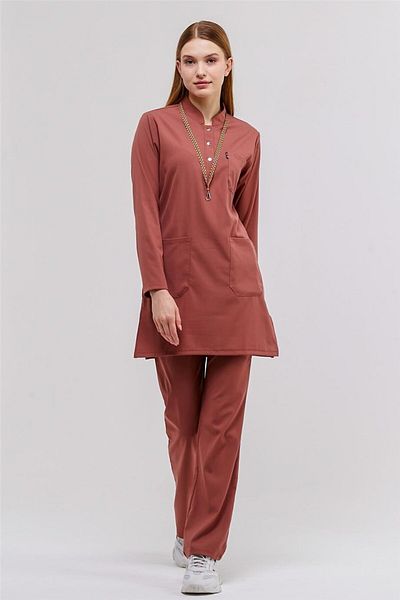 Çatı Medikal Happiness Modest - Lycra Doctor Nurse Hijab Kit de uniforme Scrubs Uniformă chirurgicală, Biscuit
