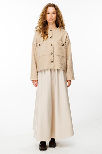 Hooopstore Μπουφάν Milk Coffee με αντίκα μεταλλικά κουμπιά