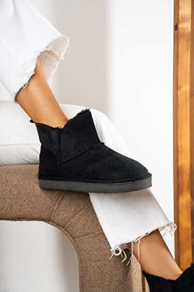 Shakrak Γυναικείες μπότες Clara Black Shearling μέχρι τον αστράγαλο