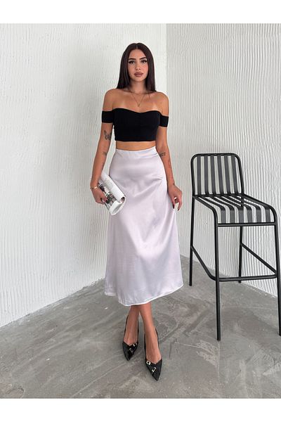 winmoda Ψηλόμεση πλάτος 88 εκ. Υφή σατέν φούστα - Υφή ψηλόμεση χοντρή σατέν φούστα