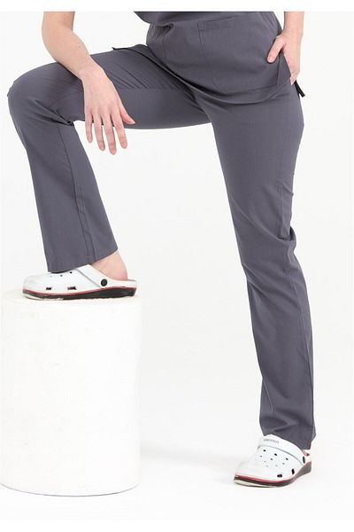 Çatı Medikal Ultralycra Spaniard - Tricou chirurgical cu fund unic din Lycra Doctor Nurse Scrubs (FEMEI), Asfalt