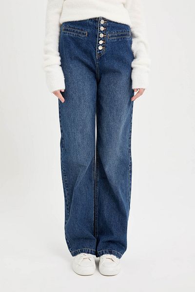 DeFacto 90er Jahre lange Jeanshose mit weitem Bein und hoher Taille