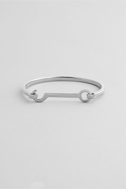 So CHIC... İkonik 18 Ayar Beyaz Altın Kaplama Gümüş Kelepçe Bileklik