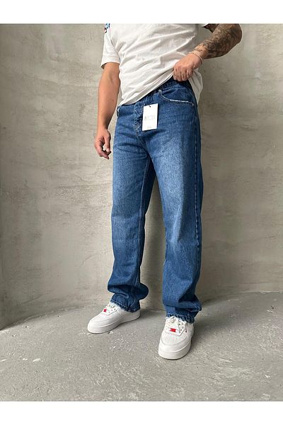 Mob Navy Blue Baggy Loose Jeans