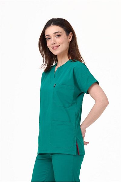Çatı Medikal Ultralycra Spaniard - Scrubs chirurgicale pentru femei din Lycra (verde), tricou chirurgical unic