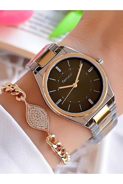 Ferrucci 30 Mt Water Resistant Ion Coating Special Women's Wristwatch and Bracelet - Steel Cord L.03311.3