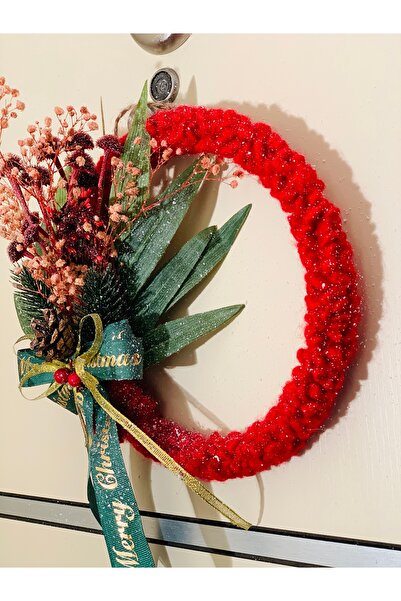 Mady Aksesuar Christmas Door Ornament Door Wreath New Year Decor Red 22cm