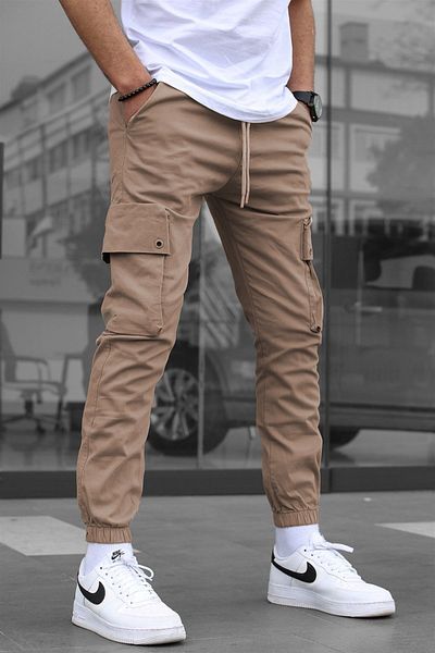 Madmext Μπεζ Cargo Pocket Jogger Trousers 5647