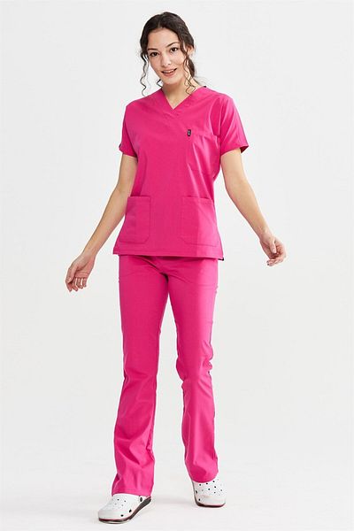Çatı Medikal Spaniard Ultralycra - Set de tricouri Lycra Doctor Nurse, uniformă pentru scrub și costum chirurgical (FEMEI), fucsia