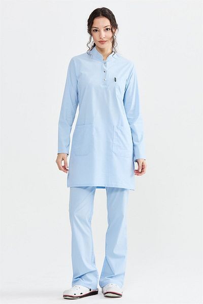 Çatı Medikal Ice Blue Ultralycra Modest - Set de tricou Hijab Lycra Doctor Nurse