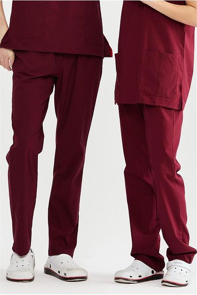 Çatı Medikal Ultralycra Basic - Tricou chirurgical cu fundul unic din Lycra Doctor Nurse Scrubs (UNISEX), Roșu Claret