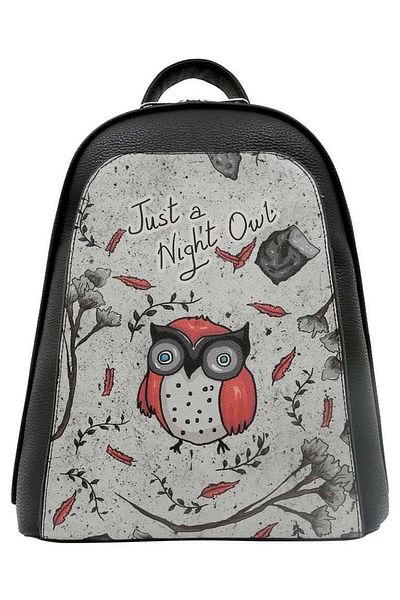 Dogo Rucsac negru din piele vegană pentru femei - Design Night Owl