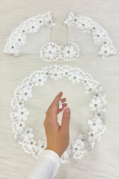 ZEYMERADE منديل العروس الأبيض، تفاصيل الحجر اللامع لحفلات الزفاف، وصيفة العرو...