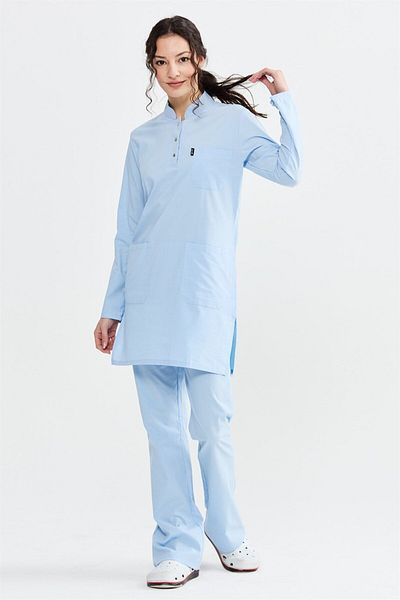 Çatı Medikal Ice Blue Ultralycra Modest - Set de tricou Hijab Lycra Doctor Nurse
