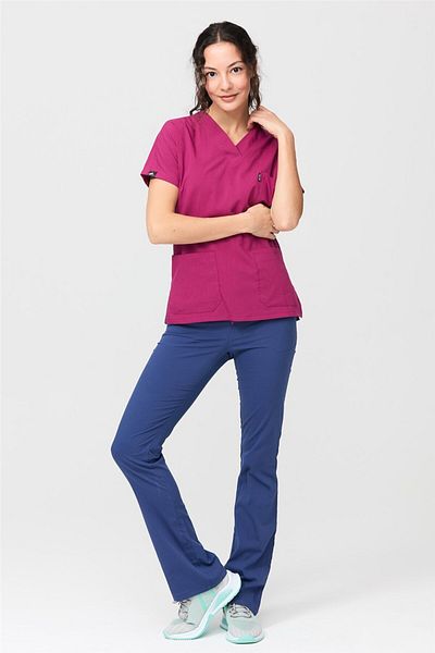 Çatı Medikal Ultralycra Harmony - Set de tricou pentru femei din Lycra (cireș/albastru furtună), Doctor Nurse