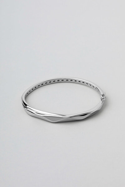 So CHIC... Modern Tasarım 18 Ayar Beyaz Altın Kaplama Gümüş Kelepçe Bileklik