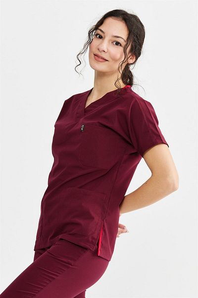 Çatı Medikal Ultralycra Spaniard - Set de uniforme pentru medic asistentă din Lycra Scrubs Uniforme pentru chirurgie (FEMEI), Bor