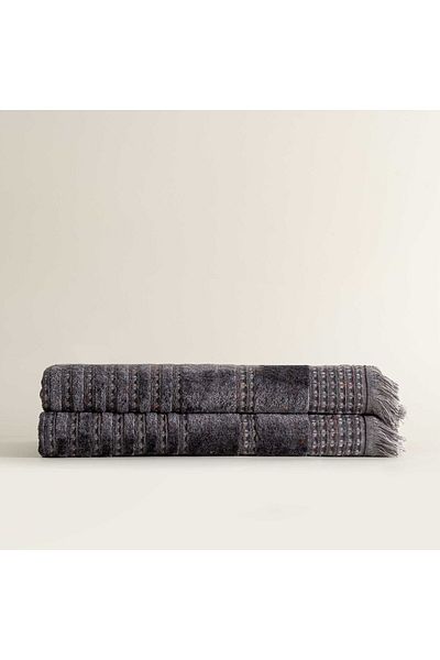 Ecocotton Zeus 2 Piece Bath Towel Set - 100% Organic Cotton, Anthracite, 70X150 cm