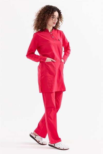 Çatı Medikal Ultralycra Modest - Set de uniforme pentru medic și asistentă din Lycra, floare de rodie