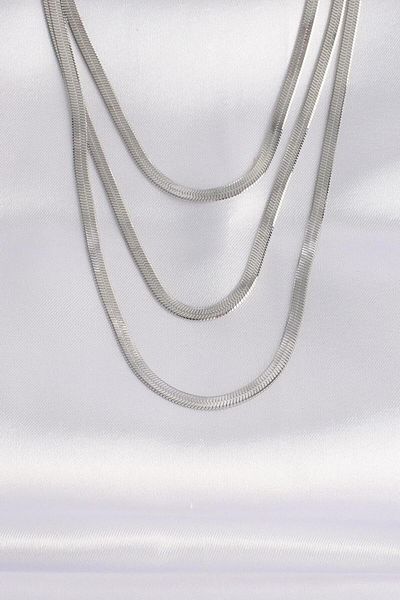 AfraBeauty 316L Steel Italian Chain Silver Color Multiple Necklace