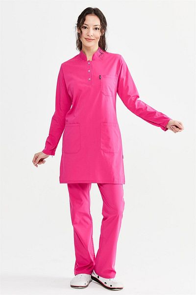 Çatı Medikal Fuchsia Ultralycra Modest - Set de uniforme pentru medic și asistentă din Lycra
