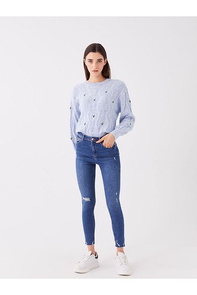 LC Waikiki Pantaloni de damă Jupiter cu talie înaltă, cu croiala super skinny