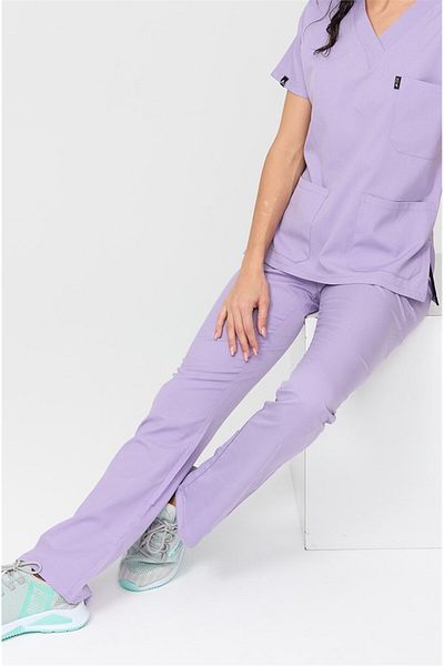 Çatı Medikal Happiness Spaniard - Tricou chirurgical cu fund unic din Lycra Doctor Nurse Scrubs (FEMEI), Liliac