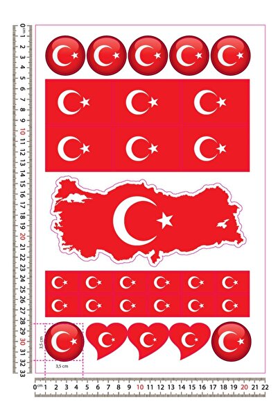 Redline Grafik Türk Bayrağı Sticker Seti