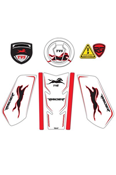 Redline Grafik TVS Apache Uyumlu Tank Pad Seti Beyaz Kırmızı Redlinegrafik