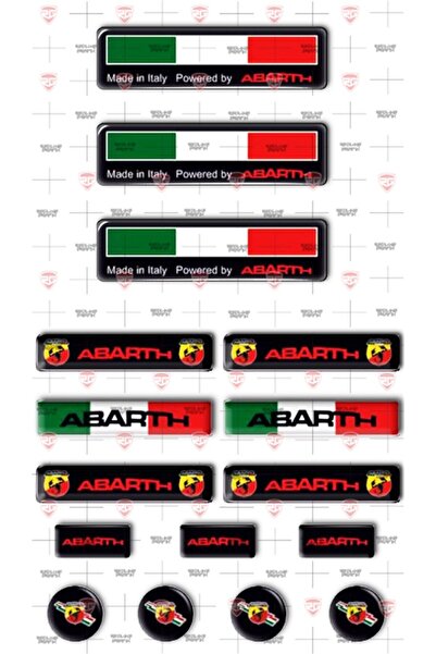 Redline Grafik Abarth 16 Adet 3D Damla Sticker Set