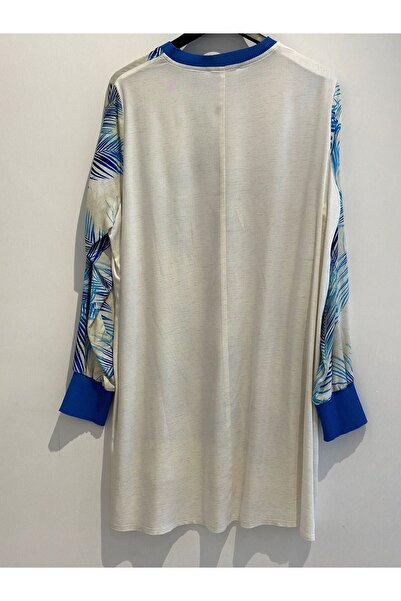 FUAT GÜRSEN Tunica Indigo Linen - Motiv Floral